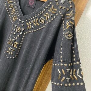 Double D Ranch Tunic Studded Embellished Boho Western Cotton Sz Medium